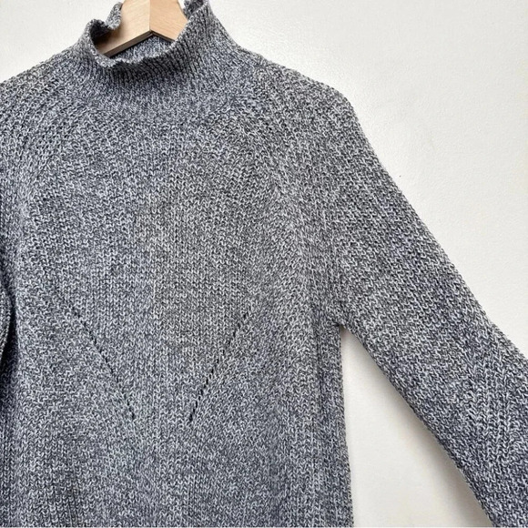 Topshop Womens 6 Marble Grey  Balloon Sleeve Mock Neck Sweater Dress - Picture 5 of 15